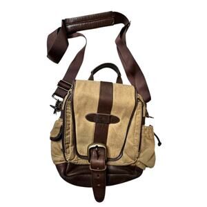 Vintage L.L. Bean Brown Waxed Canvas & Leather Crossbody Unisex Utility Bag